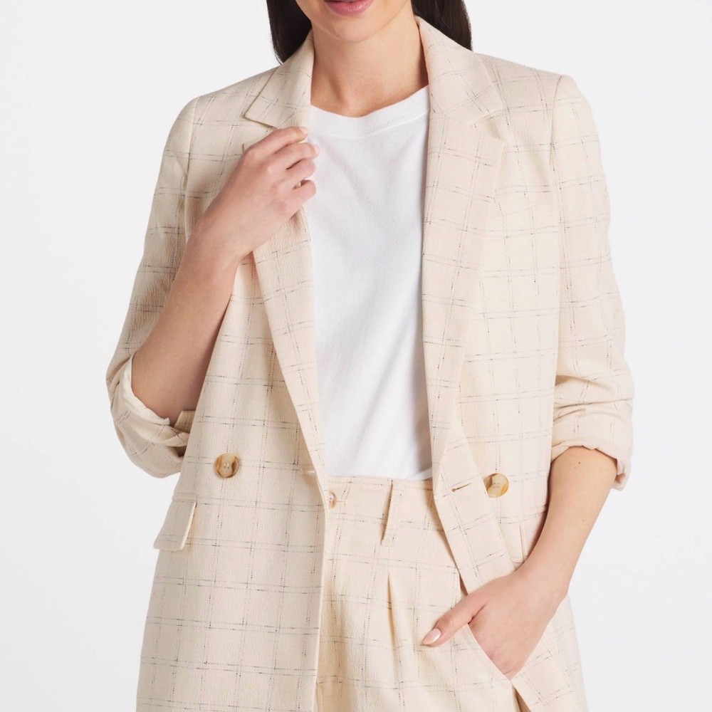 Madewell Cream Plaid Blazer